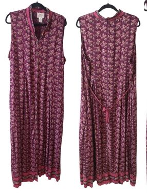 April Too Cornell Cottagecore Sleeveless Button Front Tie Back Floral Maxi Dress